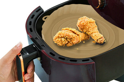 Reusable Food Grade Silicone Air fryer Liners Baking Tray Basket-Brown