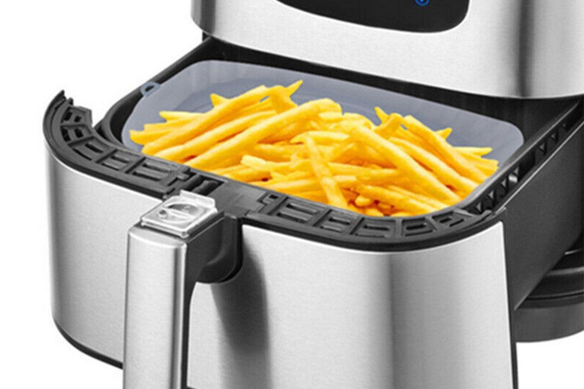 Reusable Food Grade Silicone Air fryer Liners Baking Tray Basket-Gray