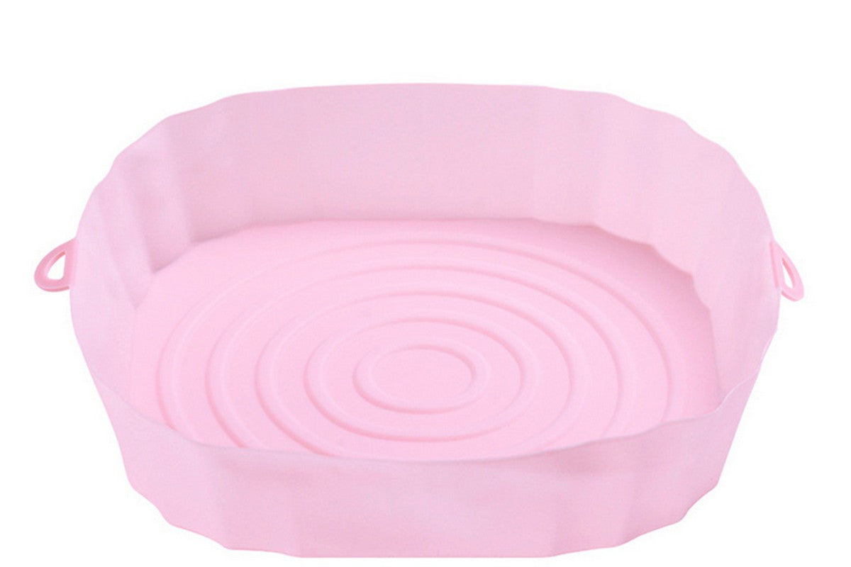 Reusable Food Grade Silicone Air fryer Liners Baking Tray Basket-Pink