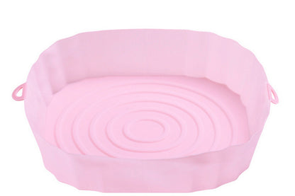 Reusable Food Grade Silicone Air fryer Liners Baking Tray Basket-Pink