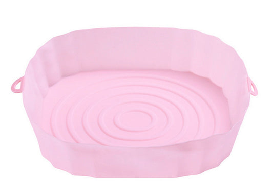 Reusable Food Grade Silicone Air fryer Liners Baking Tray Basket-Pink
