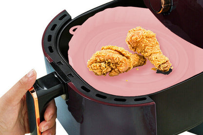 Reusable Food Grade Silicone Air fryer Liners Baking Tray Basket-Pink