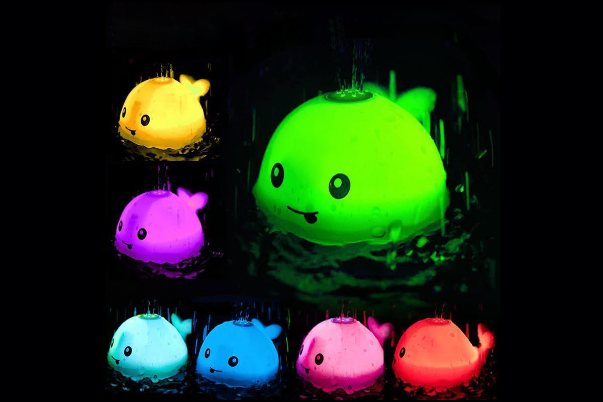 Toy Bath Toys Light Up Whale Spray Water Bathtub Toys for Boys Girls-Grey
