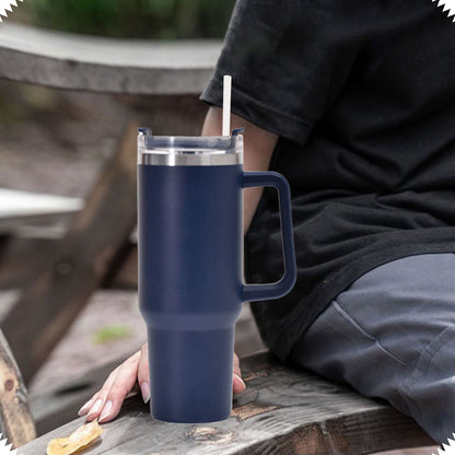 Stainless Steel Water Bottle Insulated Tumblers with Lid and Straw for Travel Coffee -Gark blue