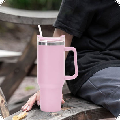 Stainless Steel Water Bottle Insulated Tumblers with Lid and Straw for Travel Coffee -Pink