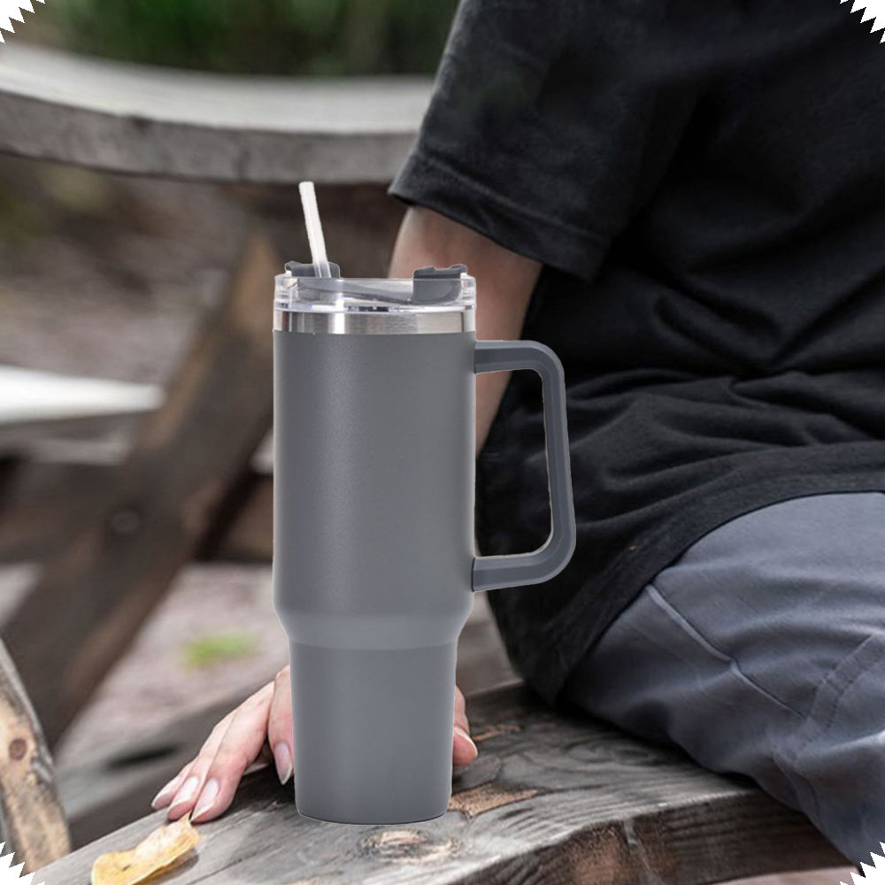 Stainless Steel Water Bottle Insulated Tumblers with Lid and Straw for Travel Coffee -Gray