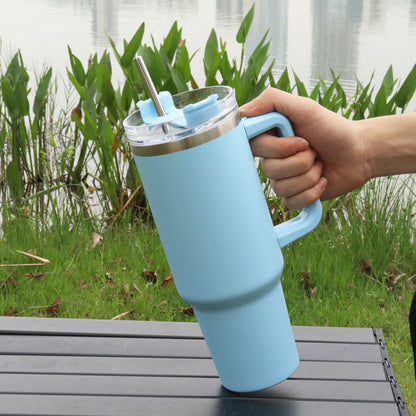 Stainless Steel Water Bottle Insulated Tumblers with Lid and Straw for Travel Coffee -Light blue