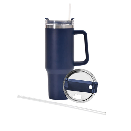 Stainless Steel Water Bottle Insulated Tumblers with Lid and Straw for Travel Coffee -Gark blue