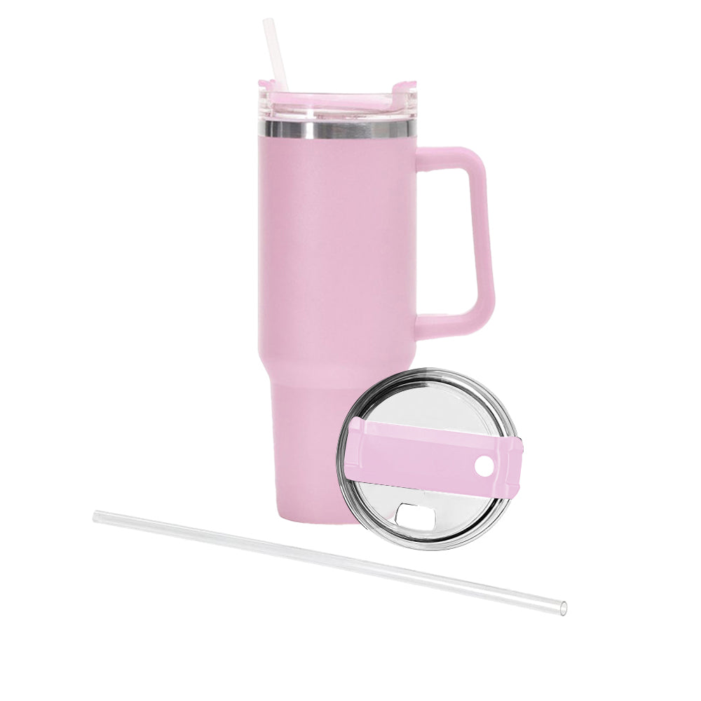 Stainless Steel Water Bottle Insulated Tumblers with Lid and Straw for Travel Coffee -Pink