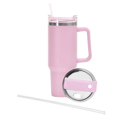 Stainless Steel Water Bottle Insulated Tumblers with Lid and Straw for Travel Coffee -Pink