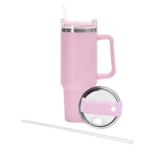 Stainless Steel Water Bottle Insulated Tumblers with Lid and Straw for Travel Coffee -Pink