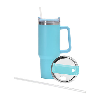 Stainless Steel Water Bottle Insulated Tumblers with Lid and Straw for Travel Coffee -Light blue