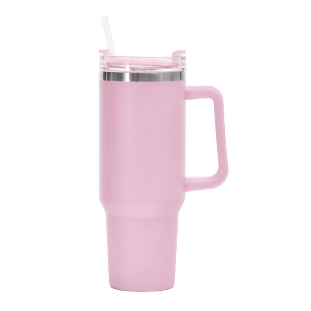 Stainless Steel Water Bottle Insulated Tumblers with Lid and Straw for Travel Coffee -Pink