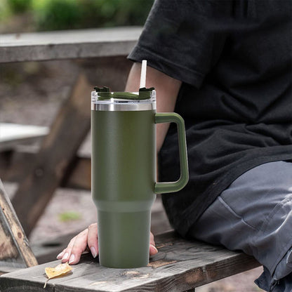 Stainless Steel Water Bottle Insulated Tumblers with Lid and Straw for Travel Coffee -Green