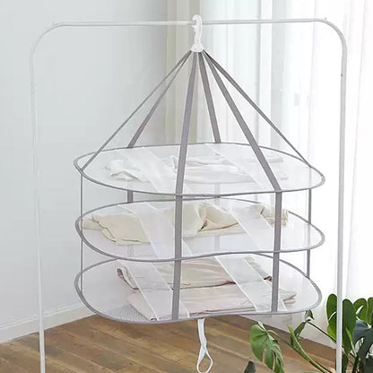 3-Tier Drying Rack Foldable Clothes Hanging Dryer Laundry Mesh Flat Rack