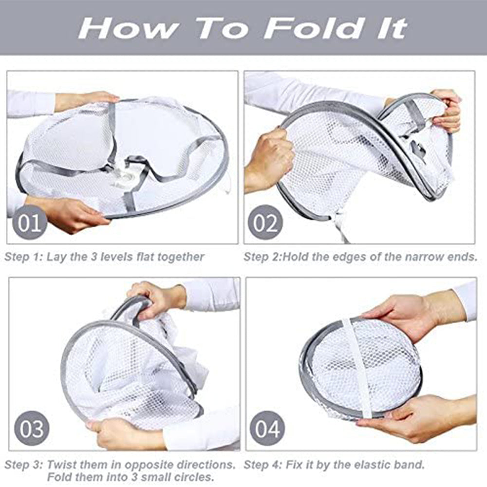3-Tier Drying Rack Foldable Clothes Hanging Dryer Laundry Mesh Flat Rack