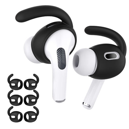 Ear Hooks Covers 3 Pairs AirPods Pro Ear Hooks Secure Anti Slip Covers Silicone Earphone Cover -Black