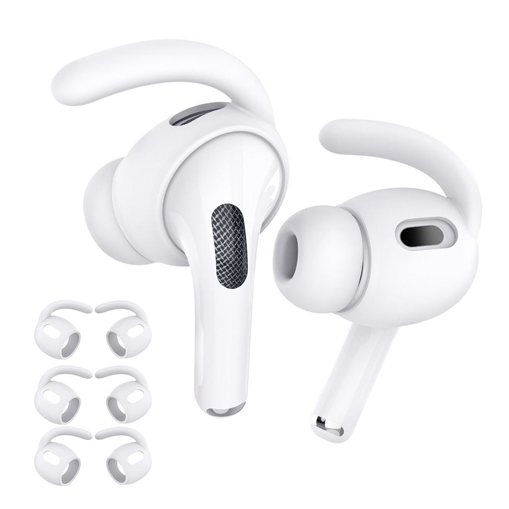 Ear Hooks Covers 3 Pairs AirPods Pro Ear Hooks Secure Anti Slip Covers Silicone Earphone Cover -White