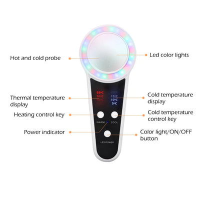 Rechargeable Beauty Device Hot Cold Therapy Facial Device Lift Firming Massager Anti Wrinkle