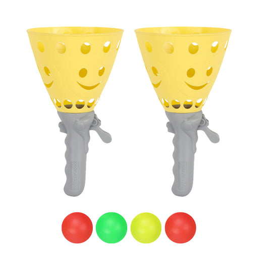 Toy Kids Catch Ball Game with 2 Catch Launcher Baskets and 4 Balls -Yellow