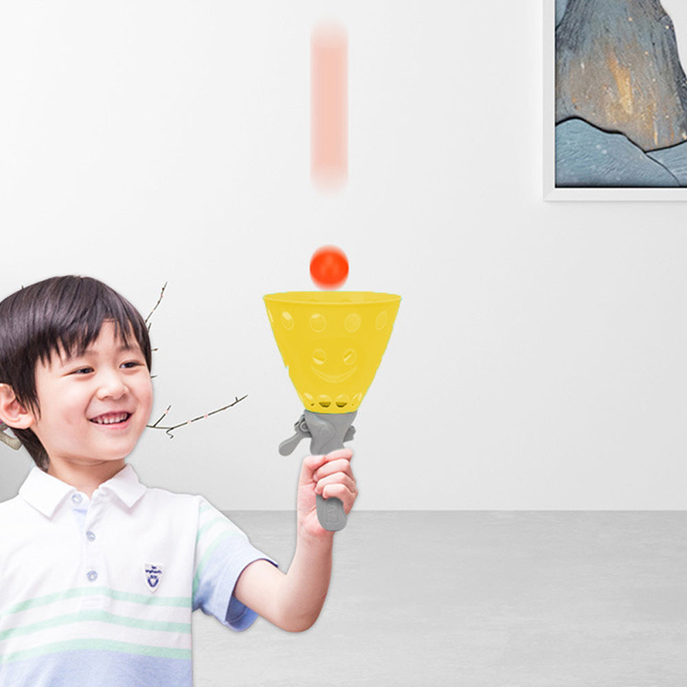 Toy Kids Catch Ball Game with 2 Catch Launcher Baskets and 4 Balls -Yellow