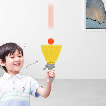 Toy Kids Catch Ball Game with 2 Catch Launcher Baskets and 4 Balls -Yellow