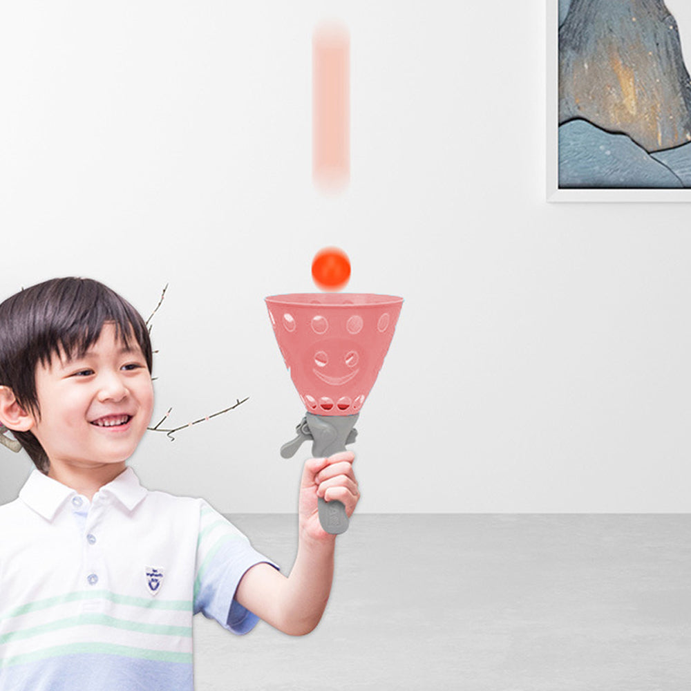 Toy Kids Catch Ball Game with 2 Catch Launcher Baskets and 4 Balls -Pink