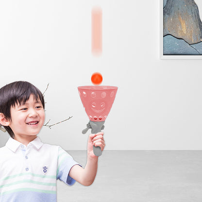 Toy Kids Catch Ball Game with 2 Catch Launcher Baskets and 4 Balls -Pink