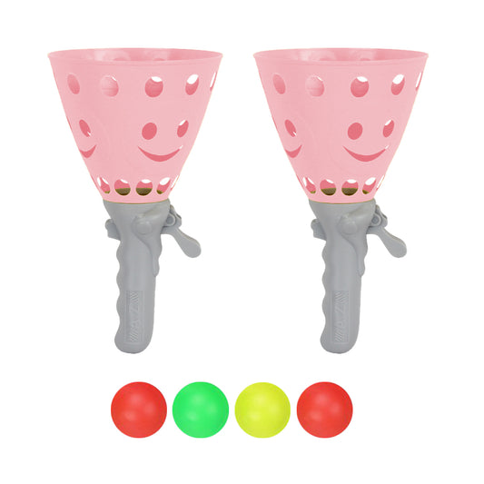 Toy Kids Catch Ball Game with 2 Catch Launcher Baskets and 4 Balls -Pink