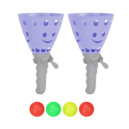 Toy Kids Catch Ball Game with 2 Catch Launcher Baskets and 4 Balls -Purple