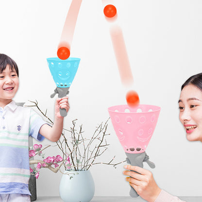 Toy Kids Catch Ball Game with 2 Catch Launcher Baskets and 4 Balls -Pink