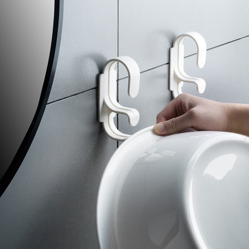 2Pcs Upper And Lower Double Washbasin Hook Storage Wall Hanger