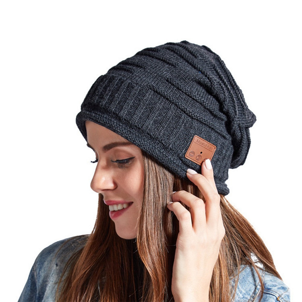 Bluetooth Wireless Headset Music Beanie Hat - Dark Grey