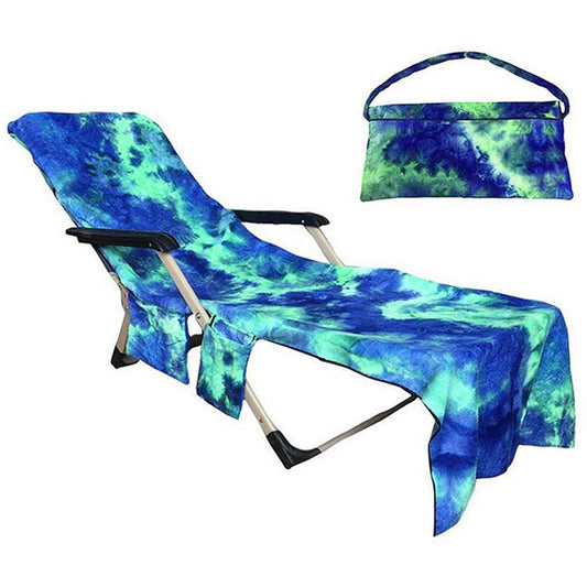 Tie-Dye Beach Lounge Chair Cover With Side Pocket -Green