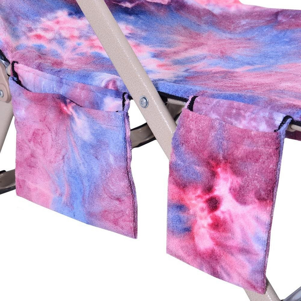 Tie-Dye Beach Lounge Chair Cover With Side Pocket -Purple