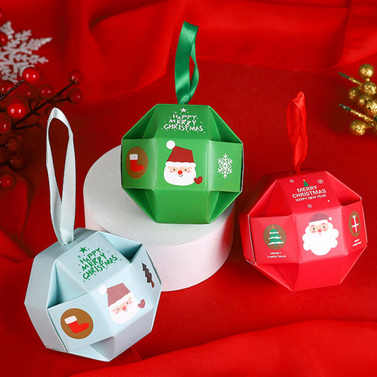 10X Christmas Candy Gift Boxes with Ribbon Cookie Dessert Packaging Bag
