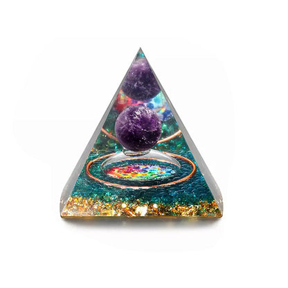 2X Amethyst Stone Sphere Orgonite Pyramid Obsidian Chakra Stone Decor Style 1 3