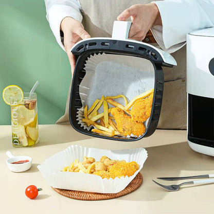 100 Sheets Disposable Square Air Fryer Paper Liner White