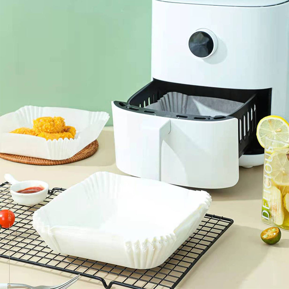 100 Sheets Disposable Square Air Fryer Paper Liner White
