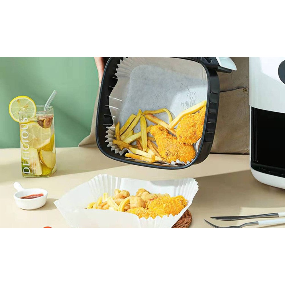 200Pcs Non-Stick Square Air Fryer Disposable Paper Liners - Nature and White