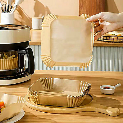 100 PCS Disposable Air Fryer Paper Liners Grease and Water Proof Non Stick-Brown