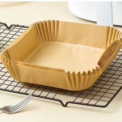 100 PCS Disposable Air Fryer Paper Liners Grease and Water Proof Non Stick-Brown