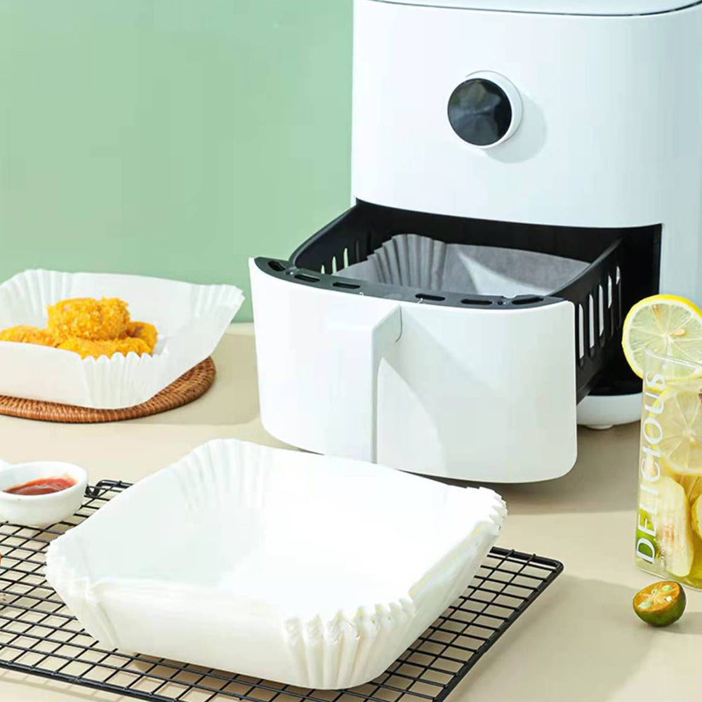 100 PCS Disposable Air Fryer Paper Liners Grease and Water Proof Non Stick-White