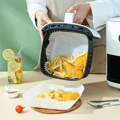 100 PCS Disposable Air Fryer Paper Liners Grease and Water Proof Non Stick-White