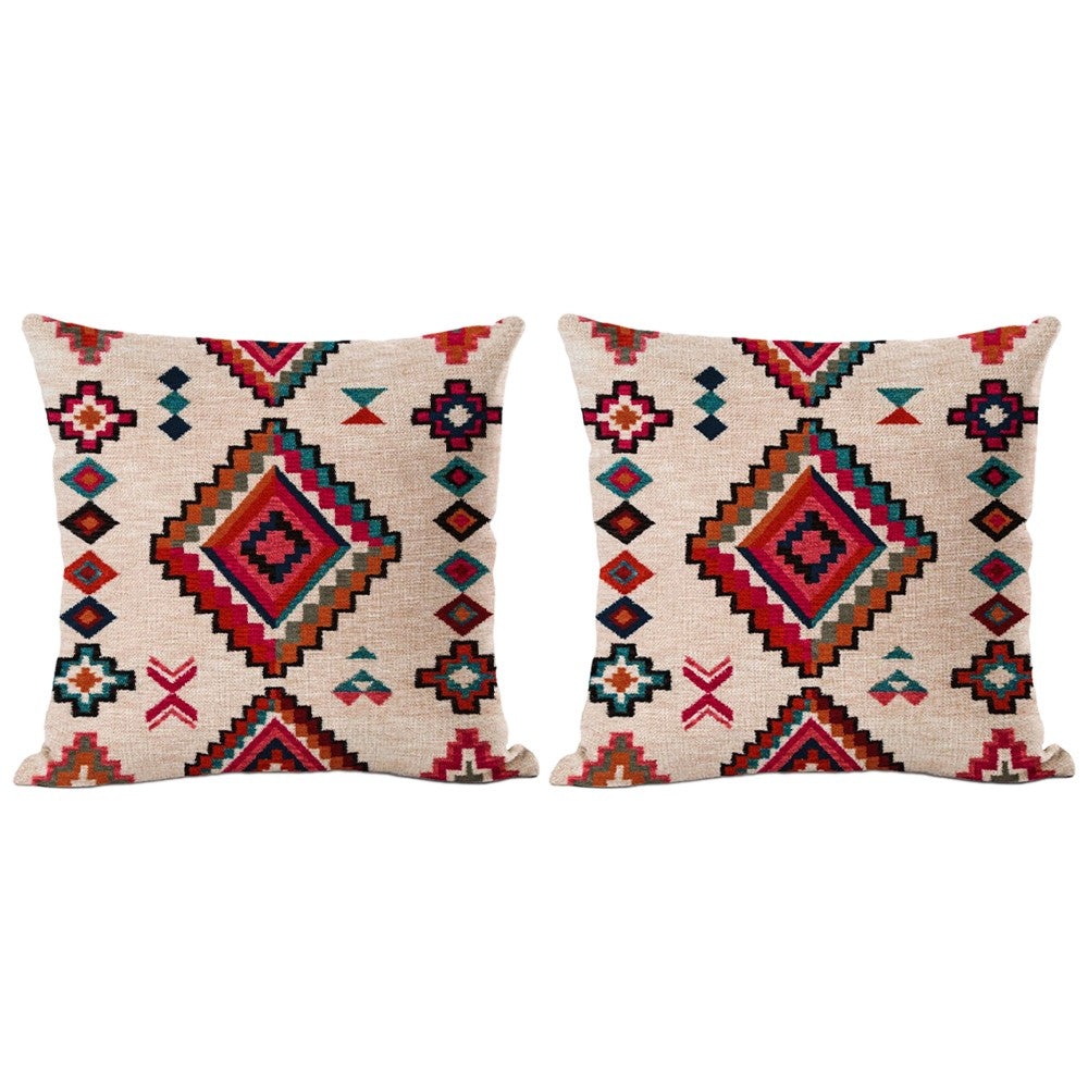 Pillow Cover 2-Pack Boho Printed Throw Pillow Covers Cushion Cover -Beige