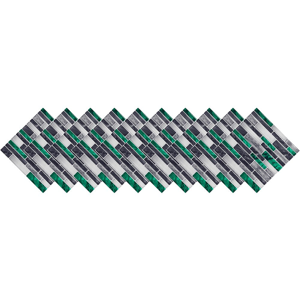 Wall Art 10Pcs Self-Adhesive Imitation Marbling Tile Stickers-Green