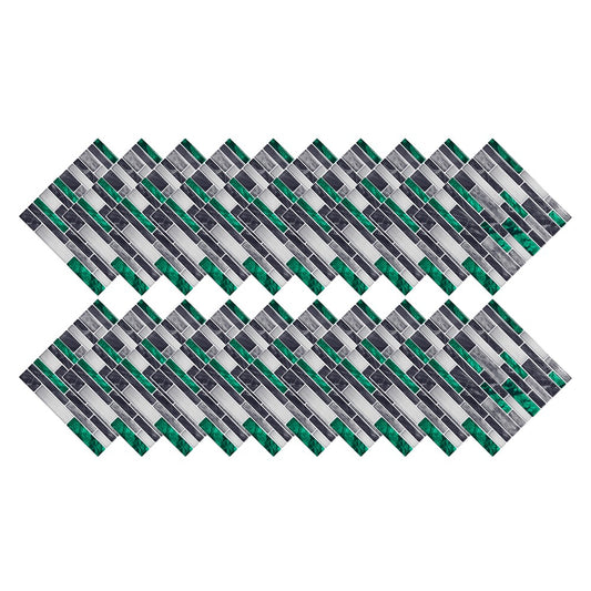 Wall Art 20Pcs Self-Adhesive Imitation Marbling Tile Stickers-Green