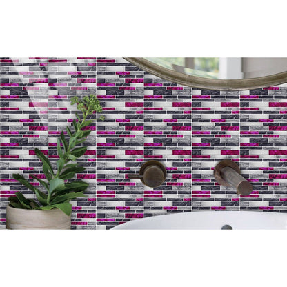 Wall Art 20Pcs Self-Adhesive Imitation Marbling Tile Stickers-Purple