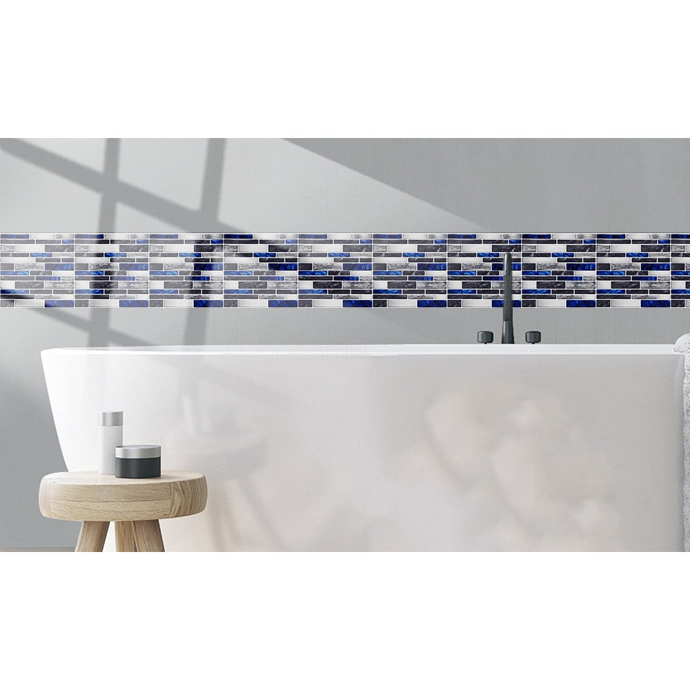 Wall Art 10Pcs Self-Adhesive Imitation Marbling Tile Stickers-Blue