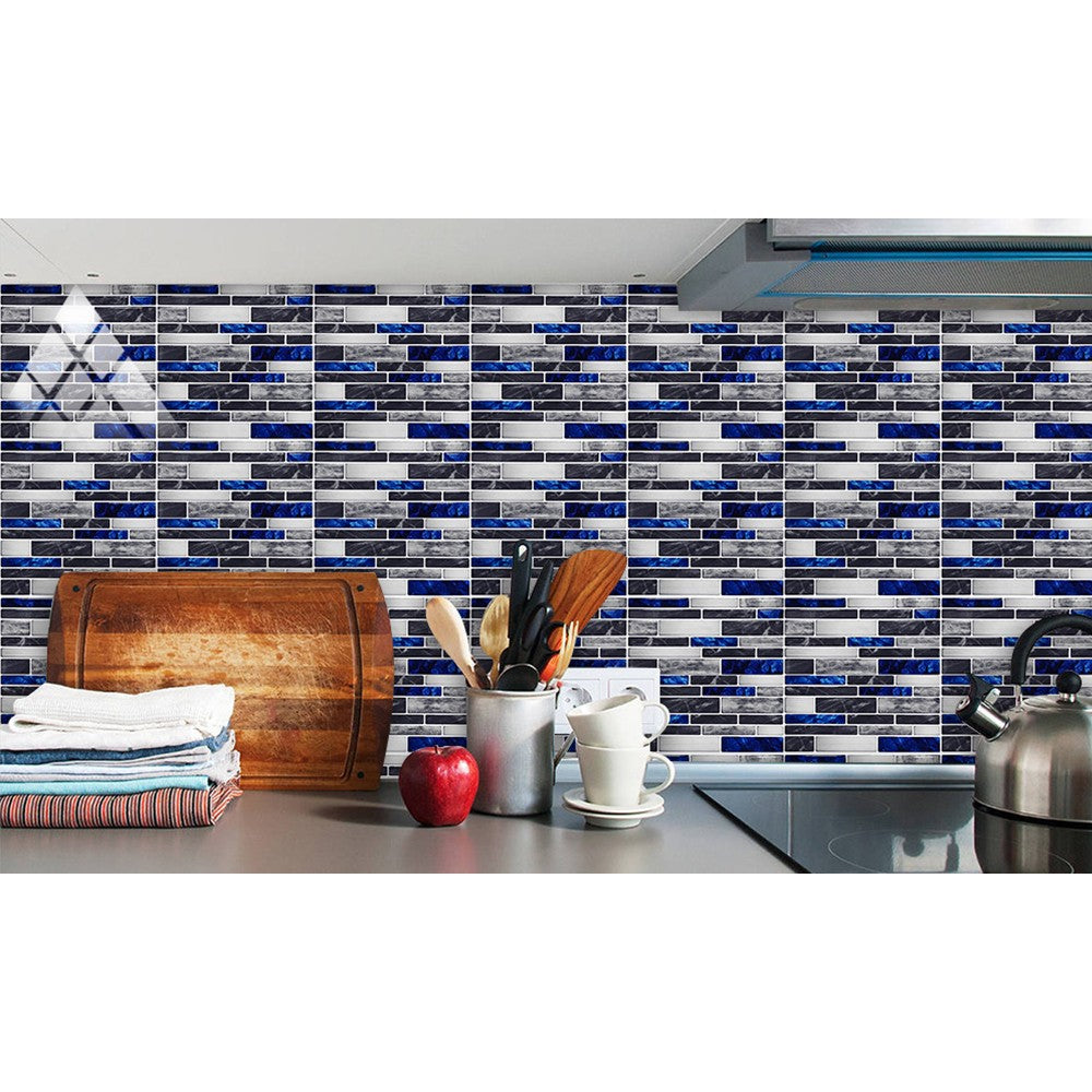 Wall Art 10Pcs Self-Adhesive Imitation Marbling Tile Stickers-Blue